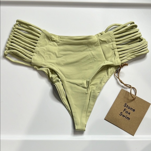 NWT Stone Fox Swim Green Bikini Bottom Simone Bottom Aloe Wash XS - Picture 1 of 5